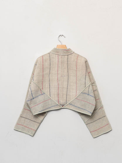 The Kaira Cropped Quilted Patchwork Kantha Jacket