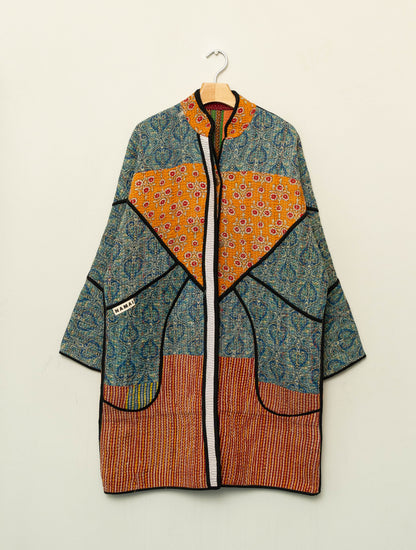 The Sai Quilted Patchwork Kantha Coat