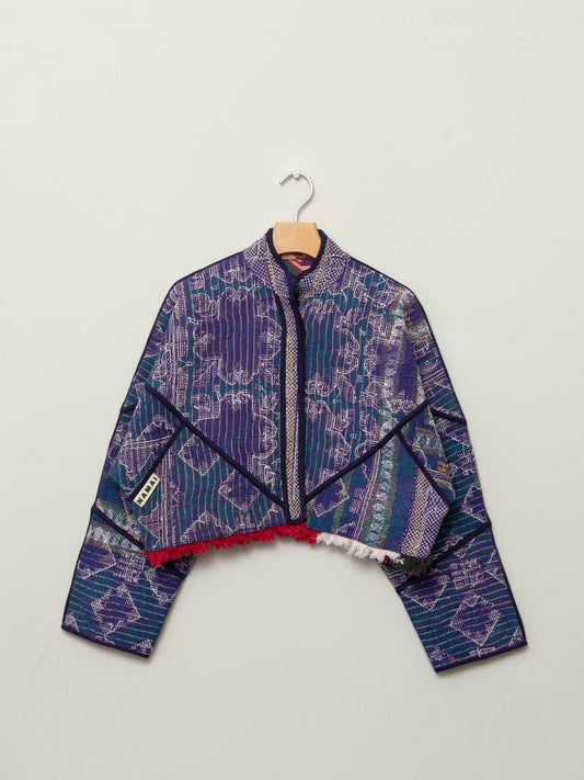 The Kaira Cropped Vintage Cross-Stitch Kantha Jacket