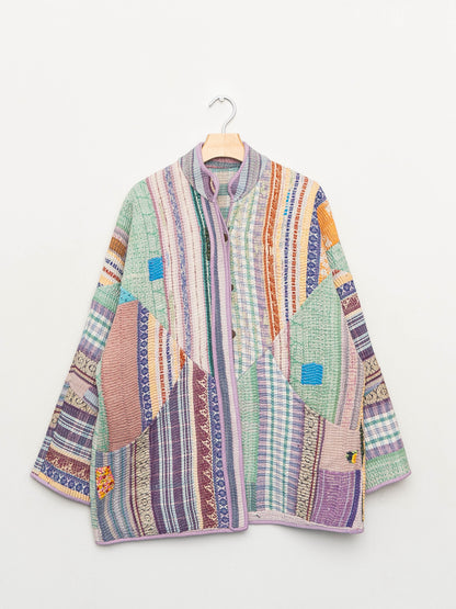 The Narmada Quilted Patchwork Kantha Jacket