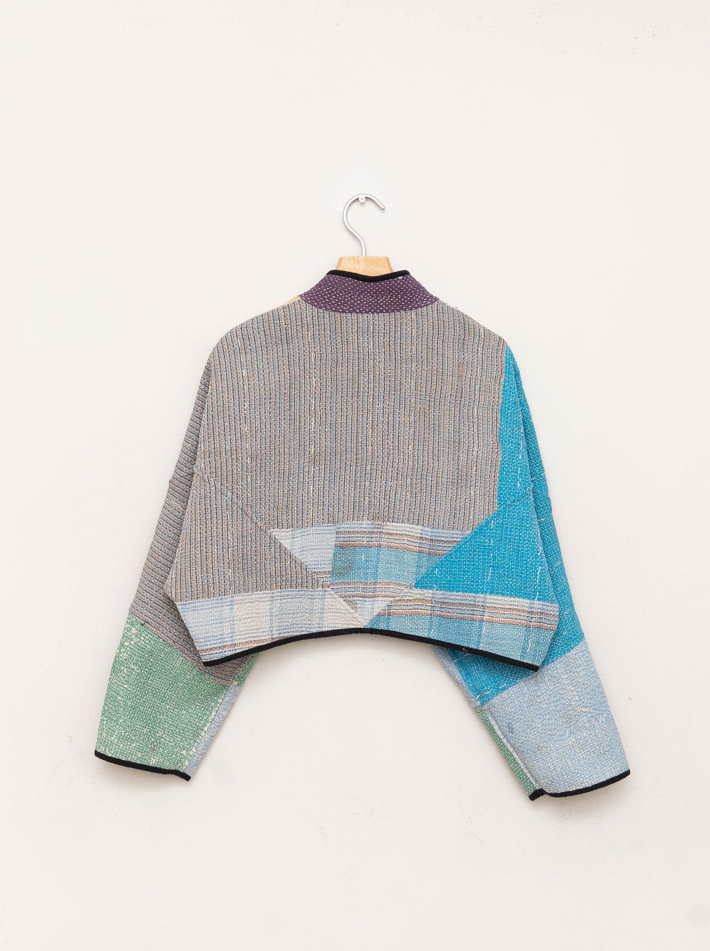 The Kaira Cropped Quilted Patchwork Kantha Jacket