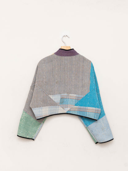 The Kaira Cropped Quilted Patchwork Kantha Jacket