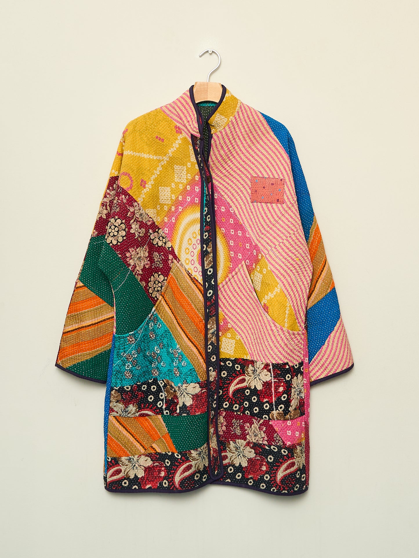 The Sai Quilted Patchwork Kantha Coat