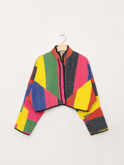 The Kaira Cropped Quilted Patchwork Kantha Jacket