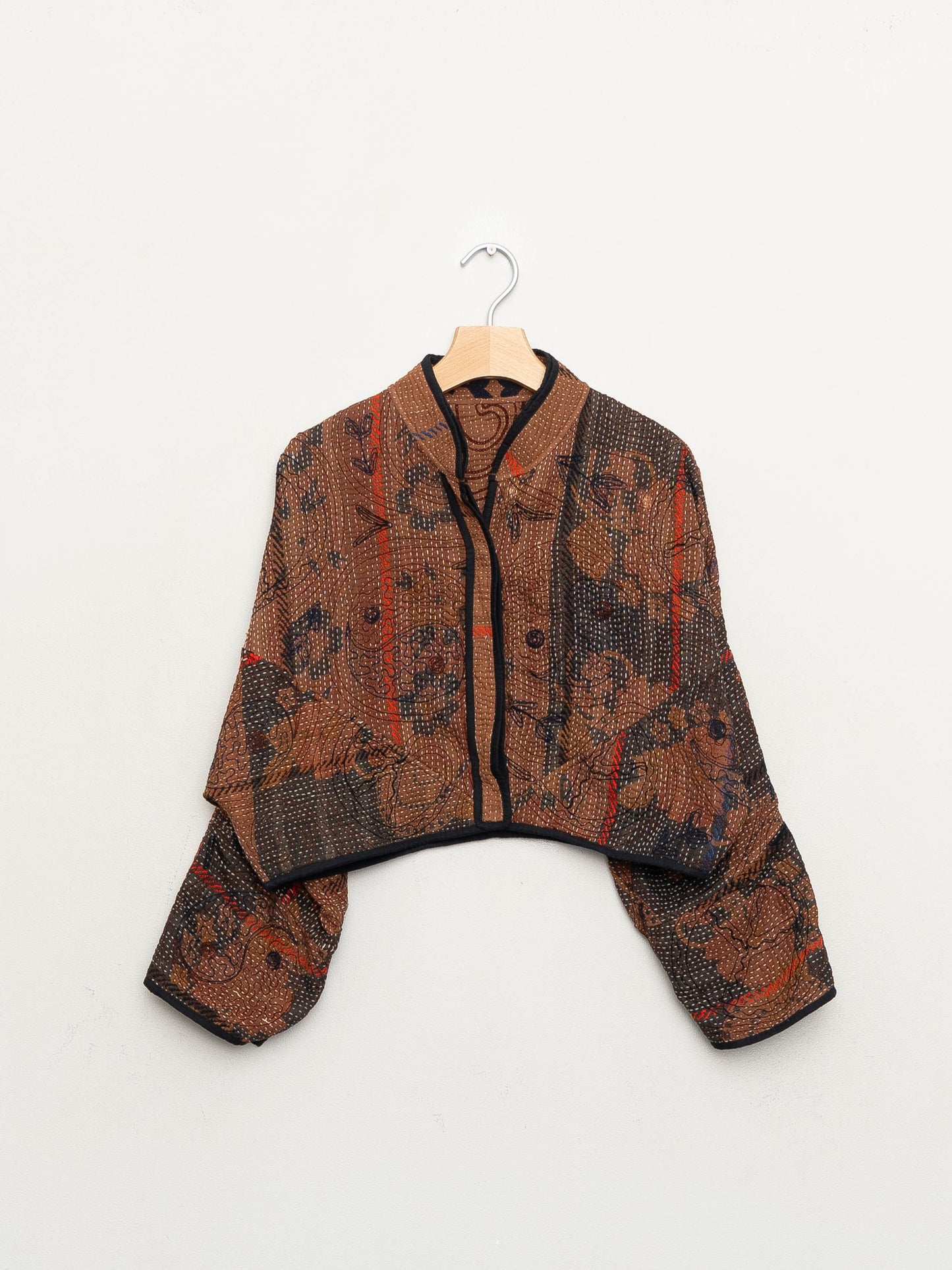 The Kaira Cropped Suzani Quilted Kantha Jacket