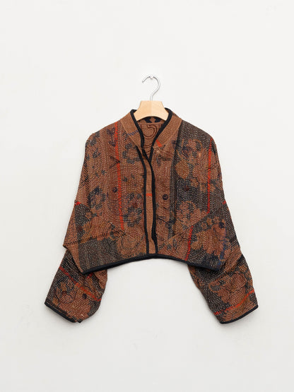 The Kaira Cropped Suzani Quilted Kantha Jacket