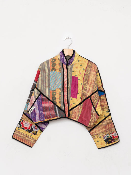 The Kaira Cropped Quilted Patchwork Kantha Jacket