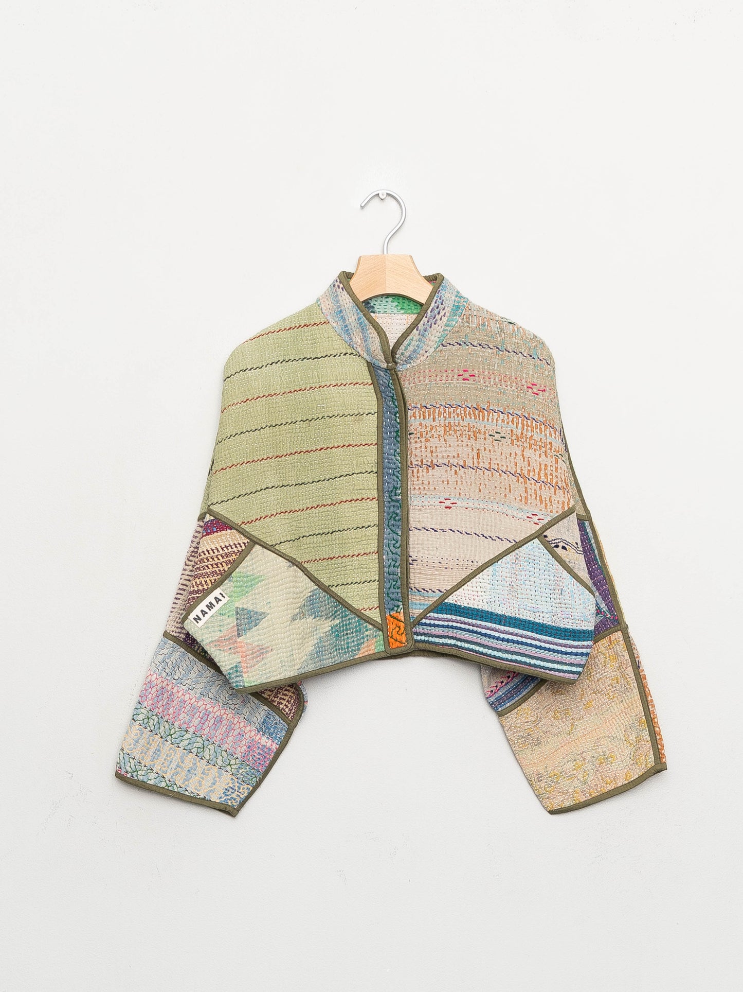 The Kaira Cropped Quilted Patchwork Kantha Jacket