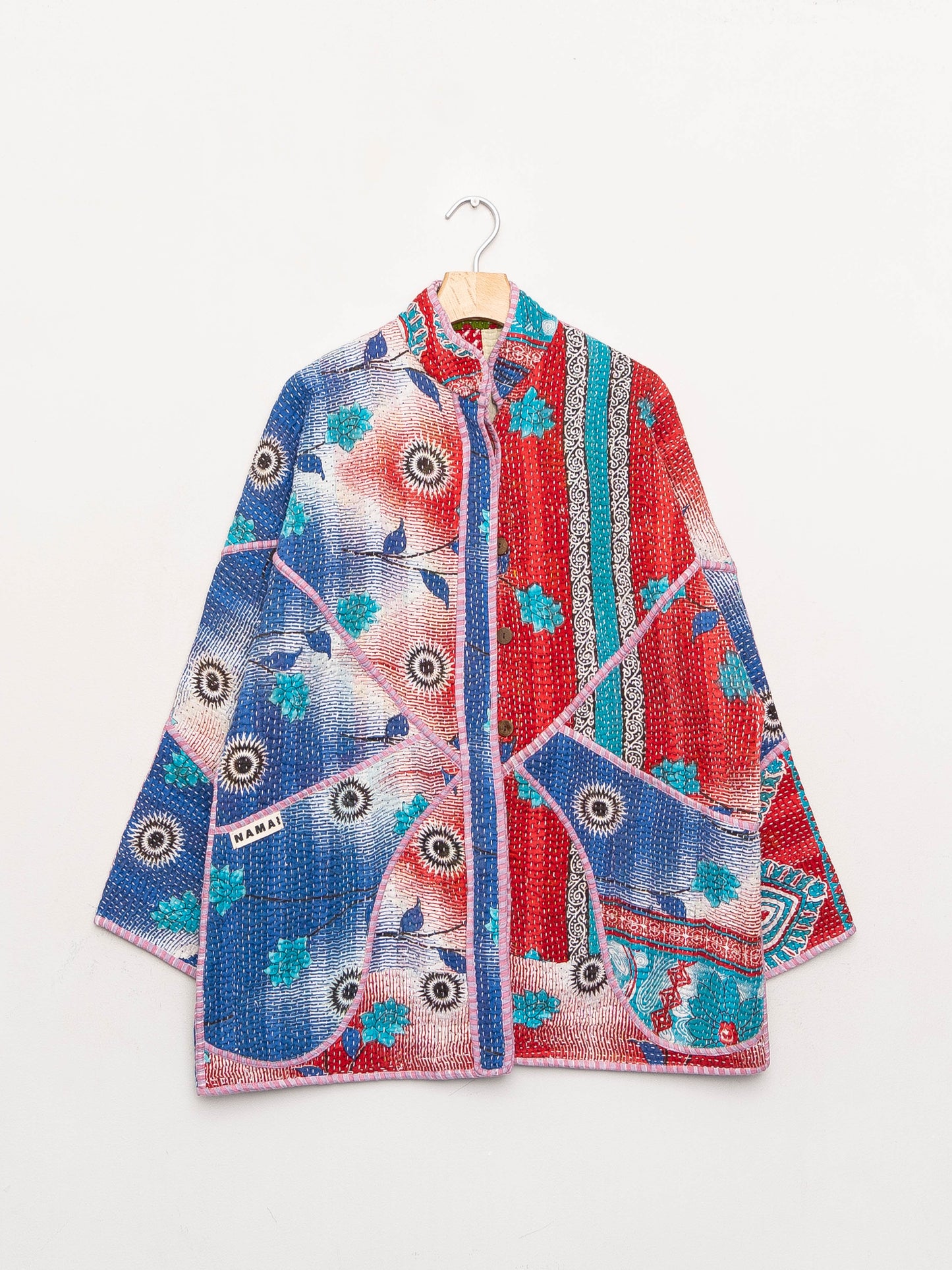 The Narmada Quilted Patchwork Kantha Jacket