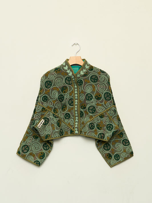 The Kaira Cropped Suzani Quilted Kantha Jacket