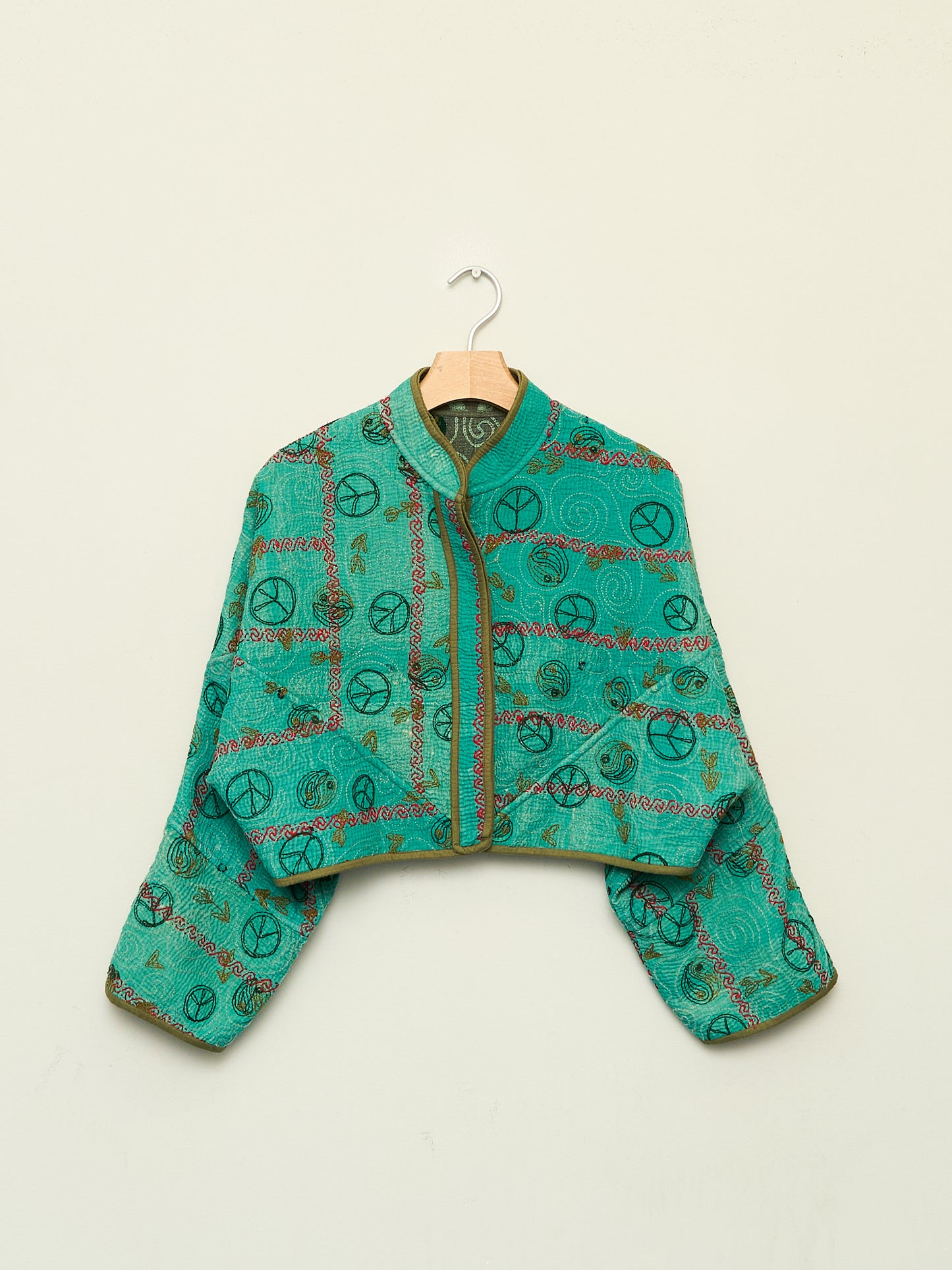 The Kaira Cropped Suzani Quilted Kantha Jacket