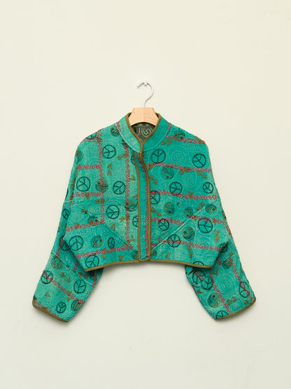 The Kaira Cropped Suzani Quilted Kantha Jacket