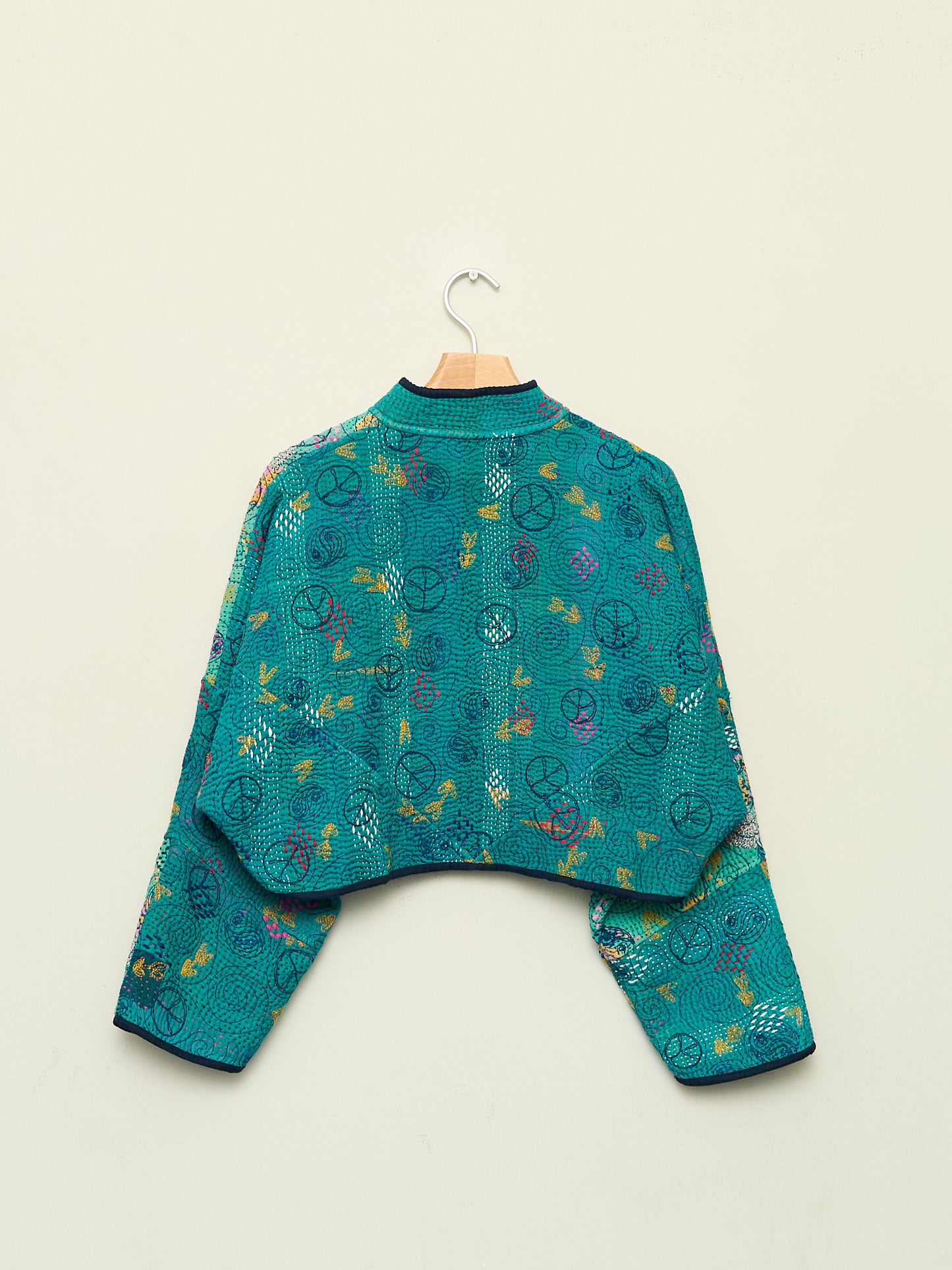 The Kaira Cropped Suzani Quilted Kantha Jacket