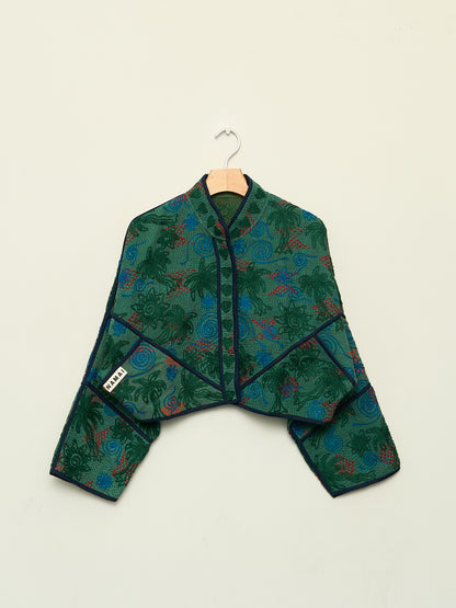 The Kaira Cropped Suzani Quilted Kantha Jacket