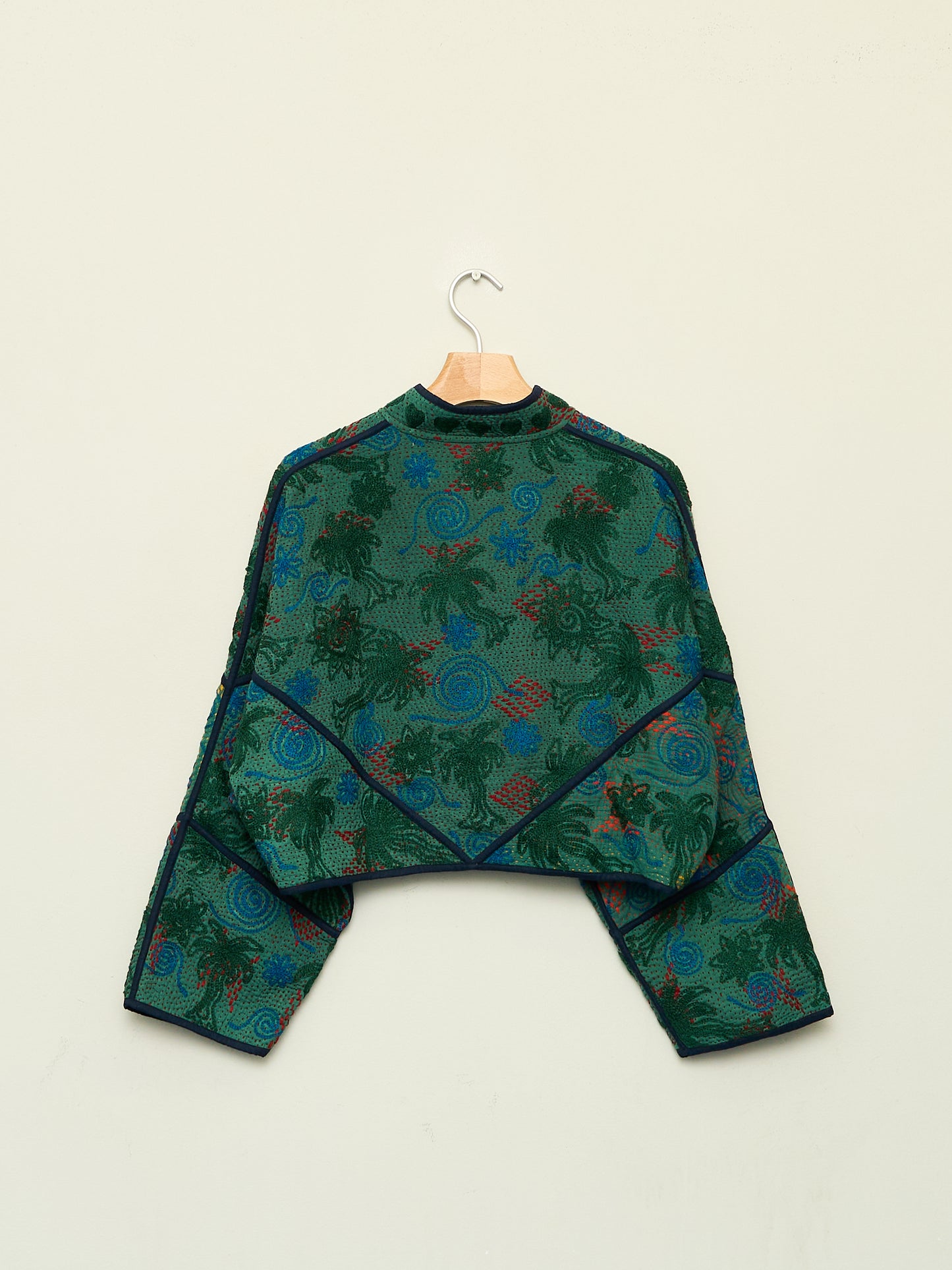 The Kaira Cropped Suzani Quilted Kantha Jacket