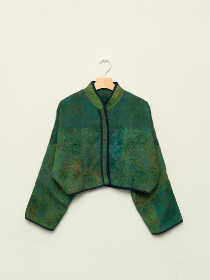 The Kaira Cropped Suzani Quilted Kantha Jacket