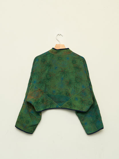 The Kaira Cropped Suzani Quilted Kantha Jacket