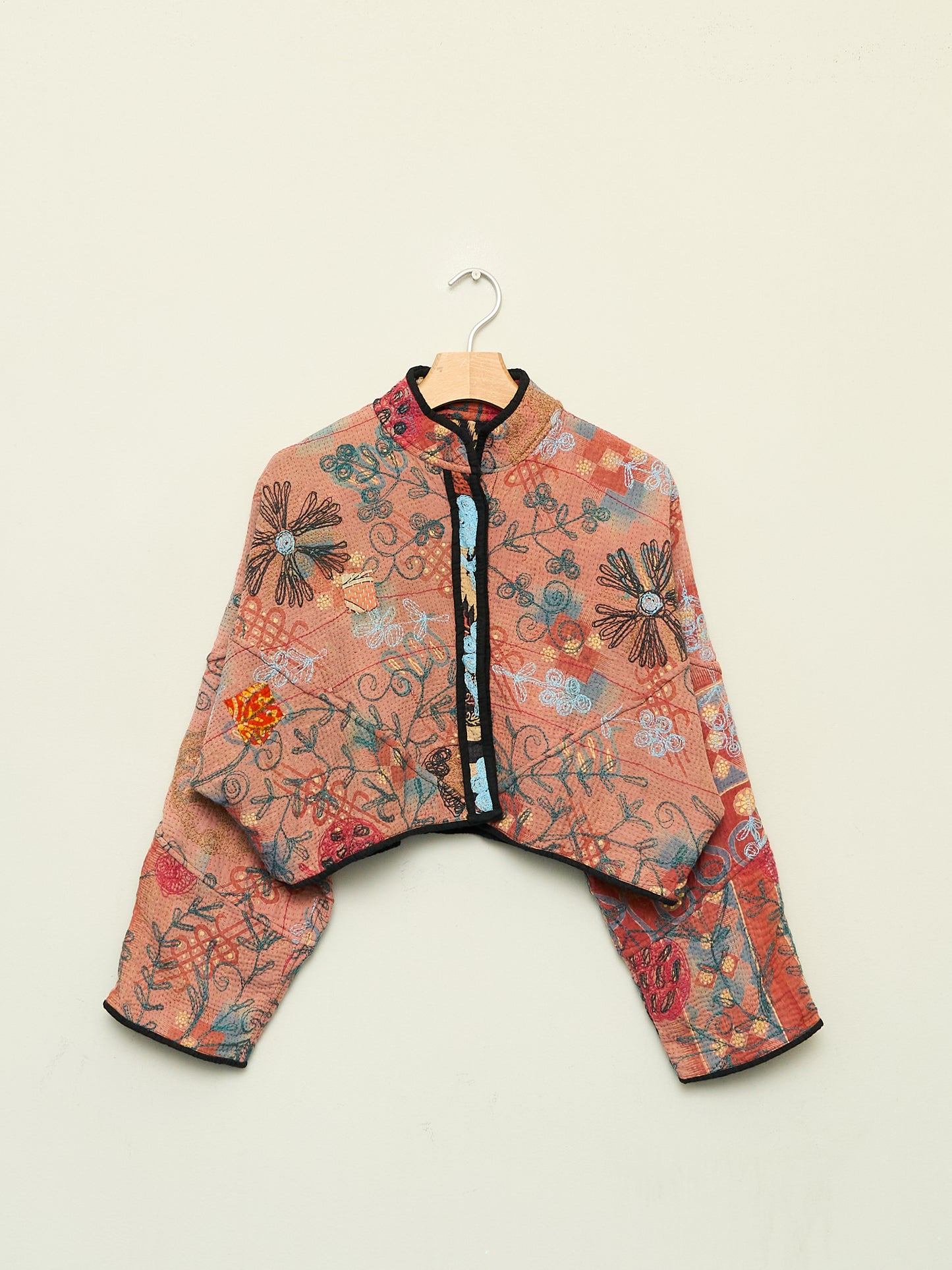 The Kaira Cropped Suzani Quilted Kantha Jacket