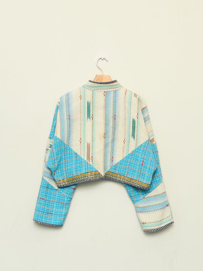 The Kaira Cropped Quilted Patchwork Kantha Jacket