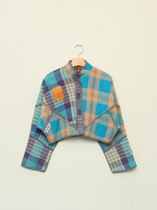 The Kaira Cropped Quilted Patchwork Kantha Jacket