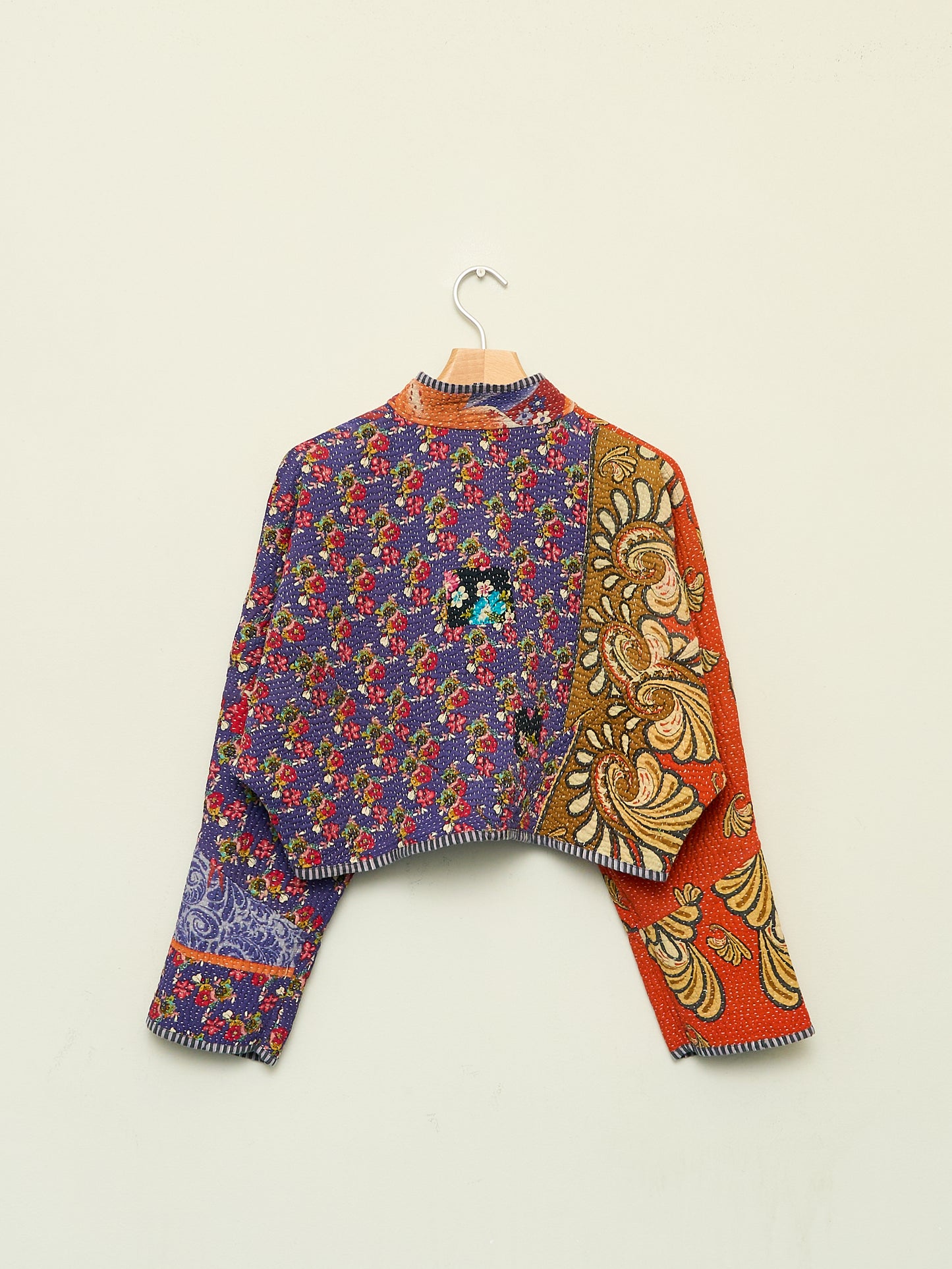 The Kaira Cropped Quilted Patchwork Kantha Jacket