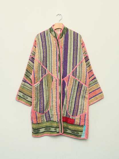 The Sai Quilted Patchwork Kantha Coat