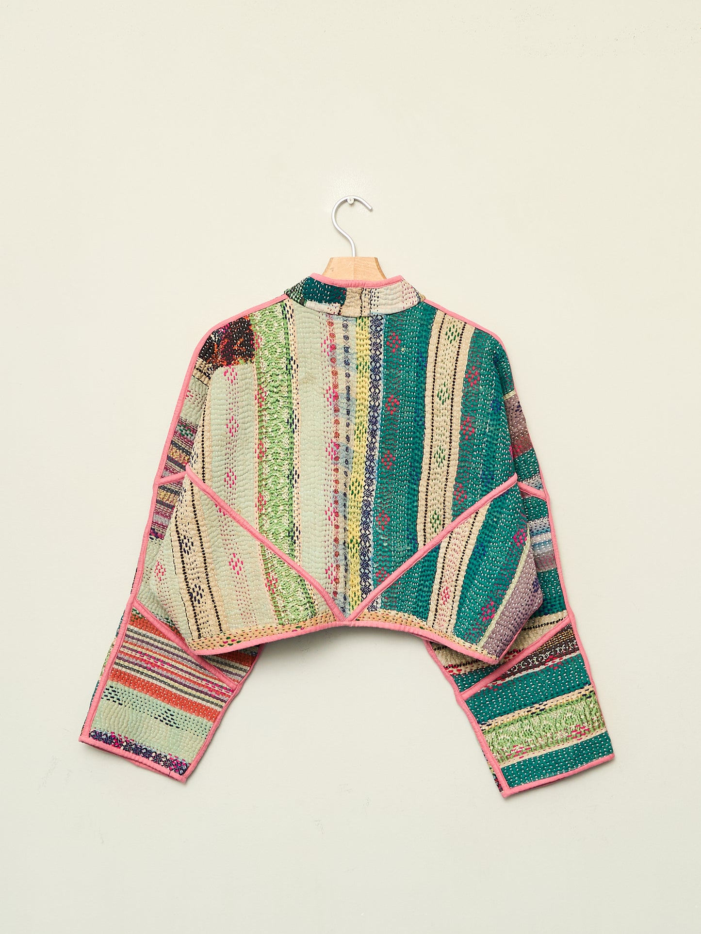 The Kaira Cropped Quilted Patchwork Kantha Jacket