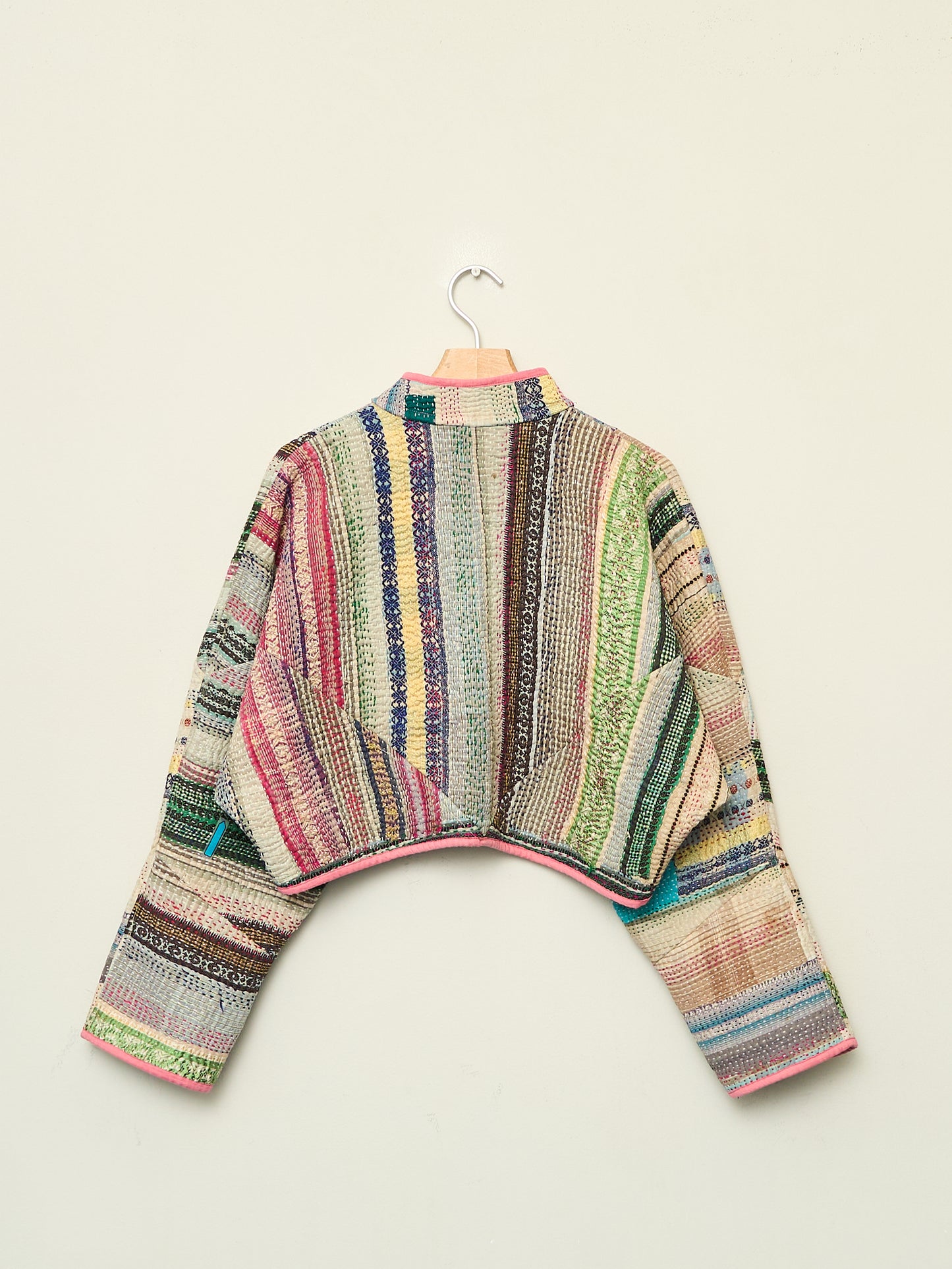 The Kaira Cropped Quilted Patchwork Kantha Jacket