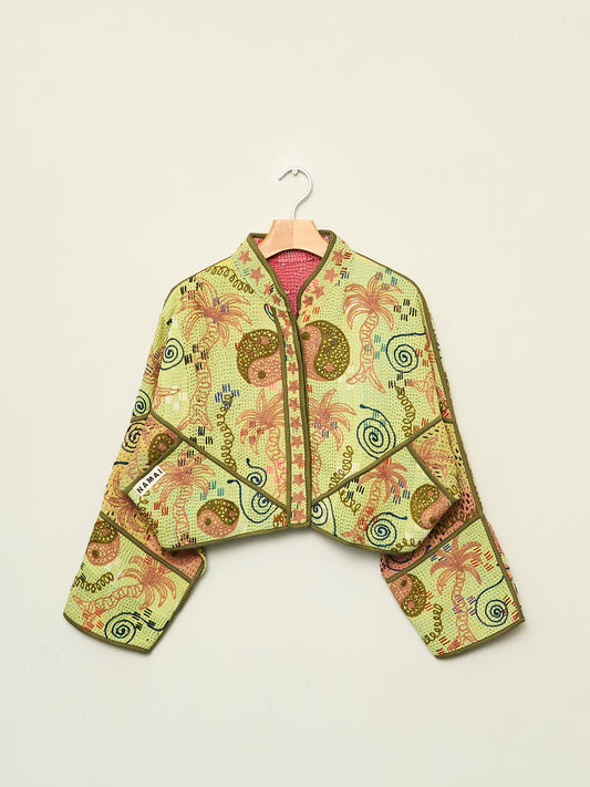 The Kaira Cropped Suzani Quilted Kantha Jacket