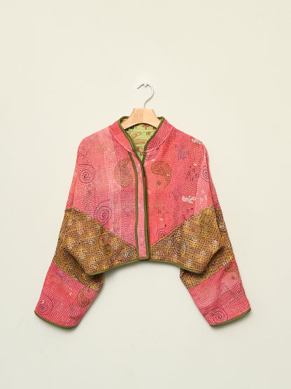 The Kaira Cropped Suzani Quilted Kantha Jacket