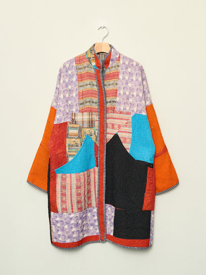 The Sai Quilted Patchwork Kantha Coat