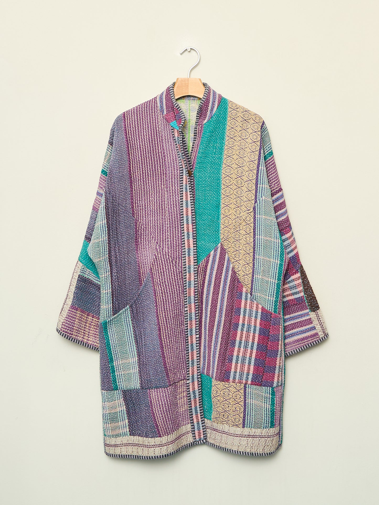 The Sai Quilted Patchwork Kantha Coat