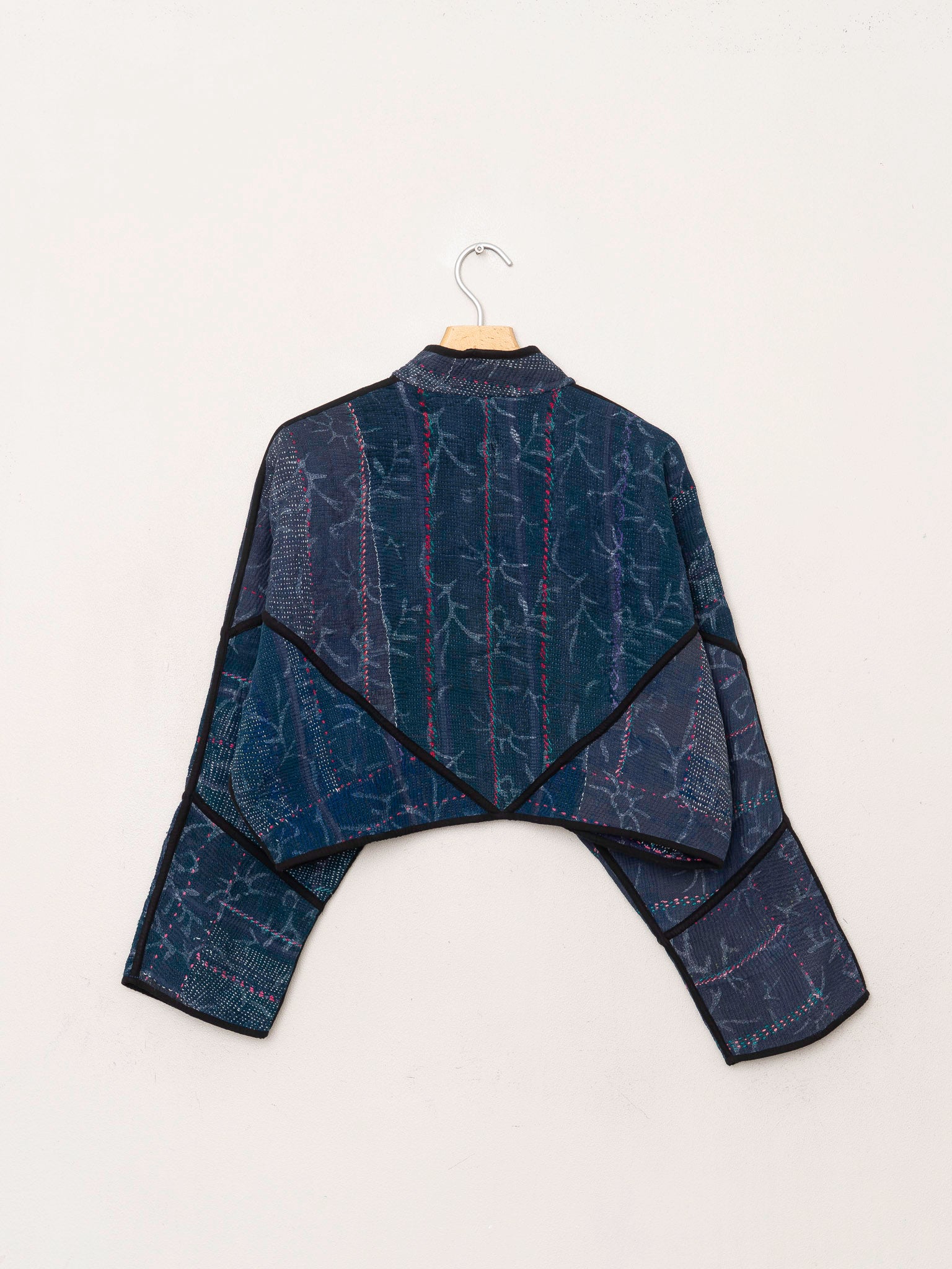 The Kaira Cropped Quilted Indigo Kantha Jacket