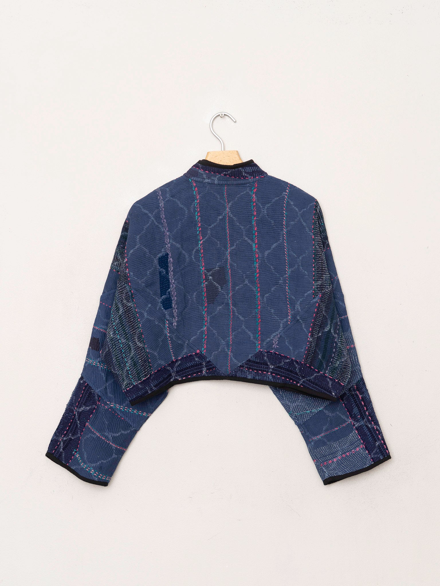 The Kaira Cropped Quilted Indigo Kantha Jacket