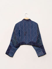 The Kaira Cropped Quilted Indigo Kantha Jacket