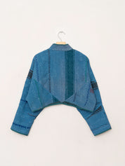 The Kaira Cropped Quilted Indigo Kantha Jacket