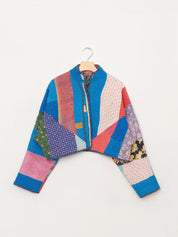 The Kaira Cropped Quilted Patchwork Kantha Jacket