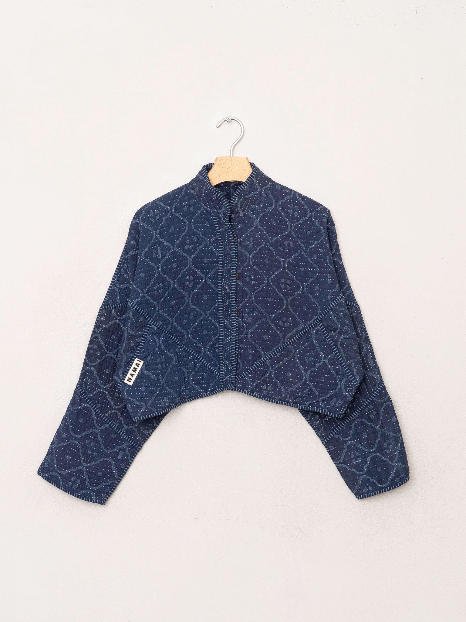 The Kaira Cropped Quilted Indigo Kantha Jacket