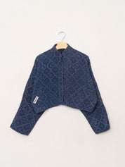 The Kaira Cropped Quilted Indigo Kantha Jacket