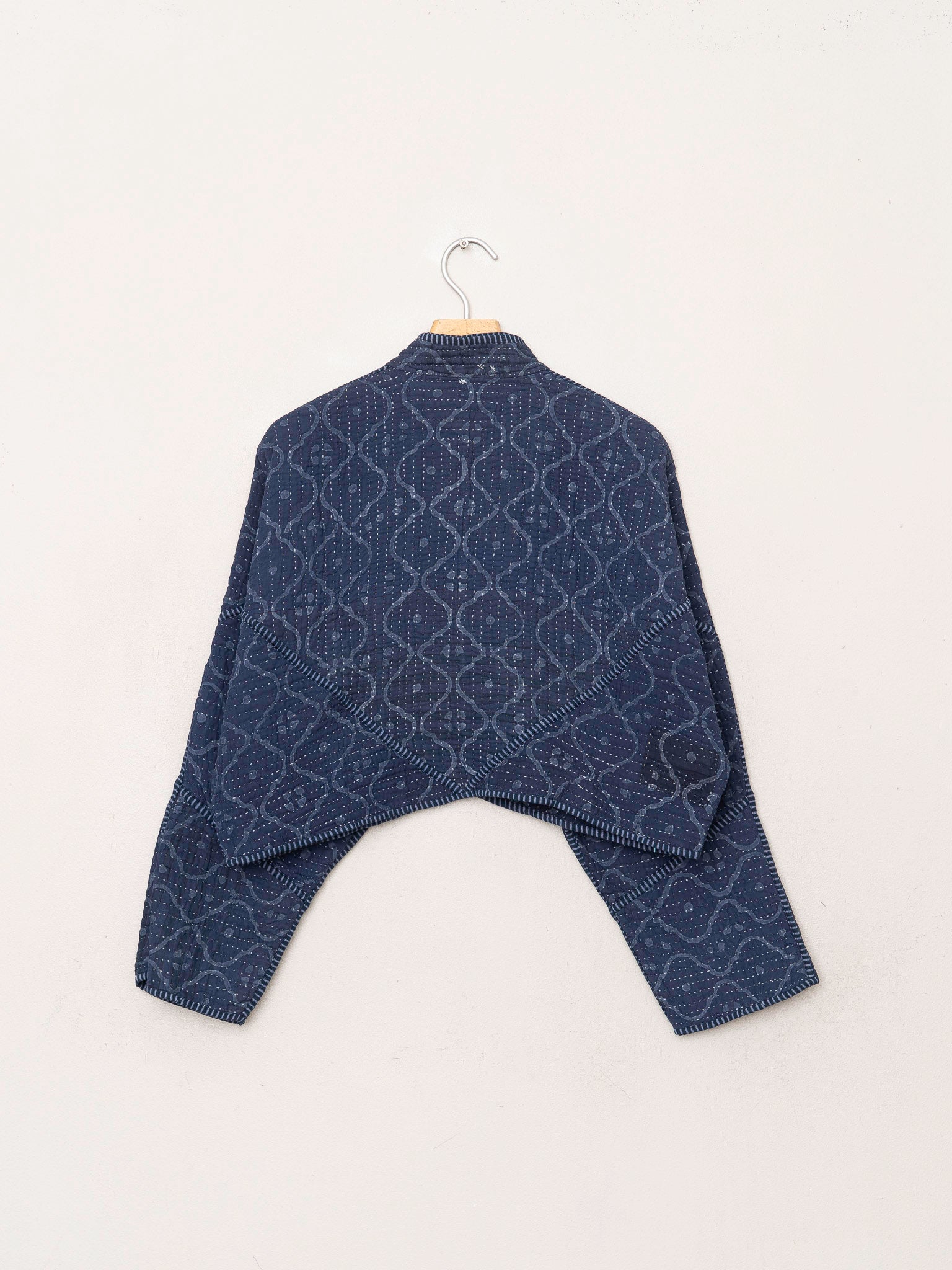 The Kaira Cropped Quilted Indigo Kantha Jacket