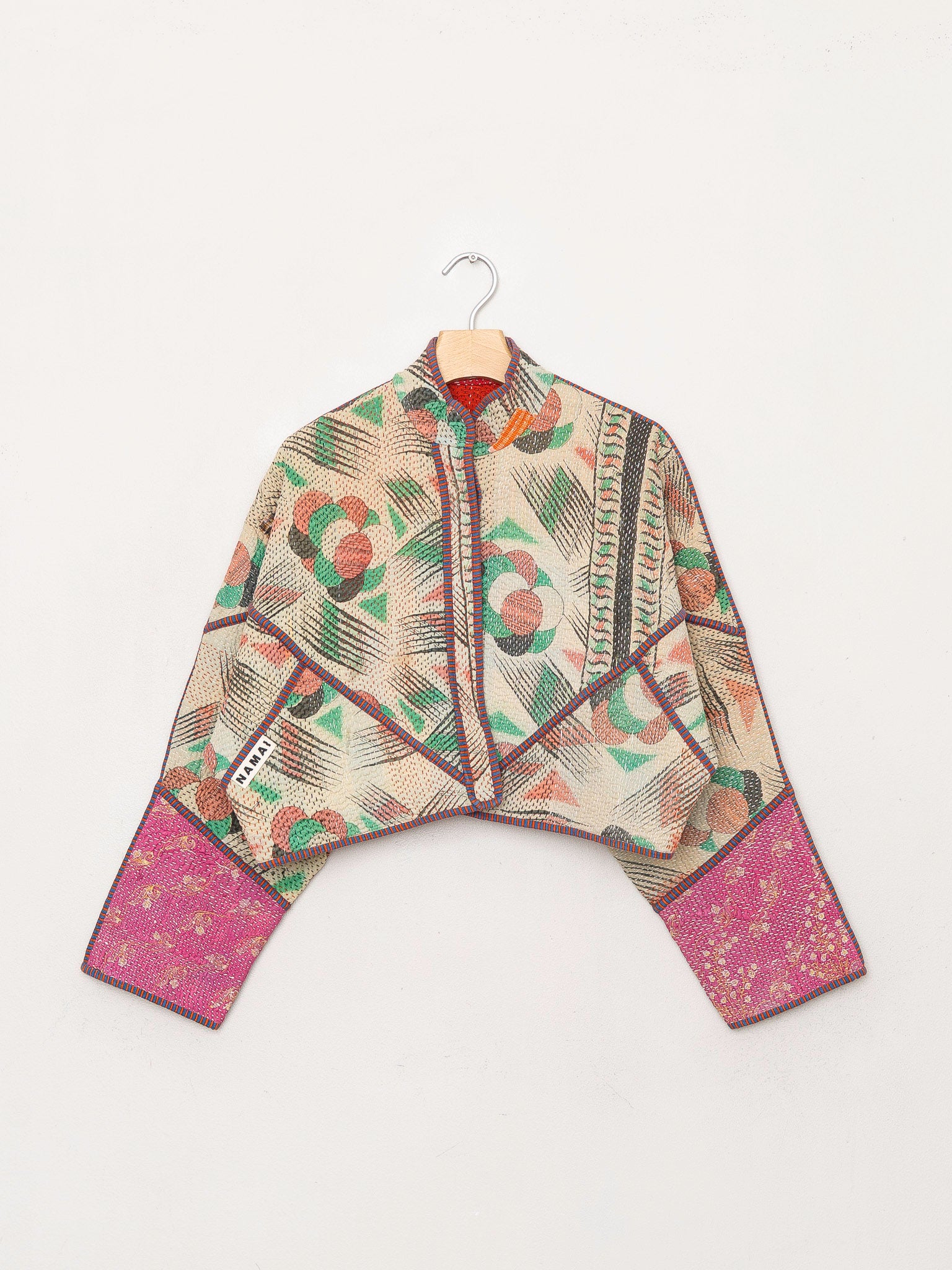 The Kaira Cropped Quilted Patchwork Kantha Jacket