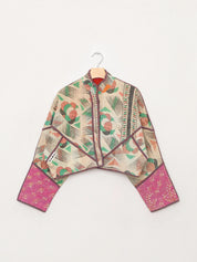 The Kaira Cropped Quilted Patchwork Kantha Jacket