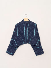 The Kaira Cropped Quilted Indigo Kantha Jacket