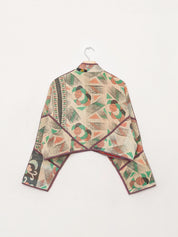 The Kaira Cropped Quilted Patchwork Kantha Jacket