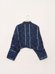 The Kaira Cropped Quilted Indigo Kantha Jacket