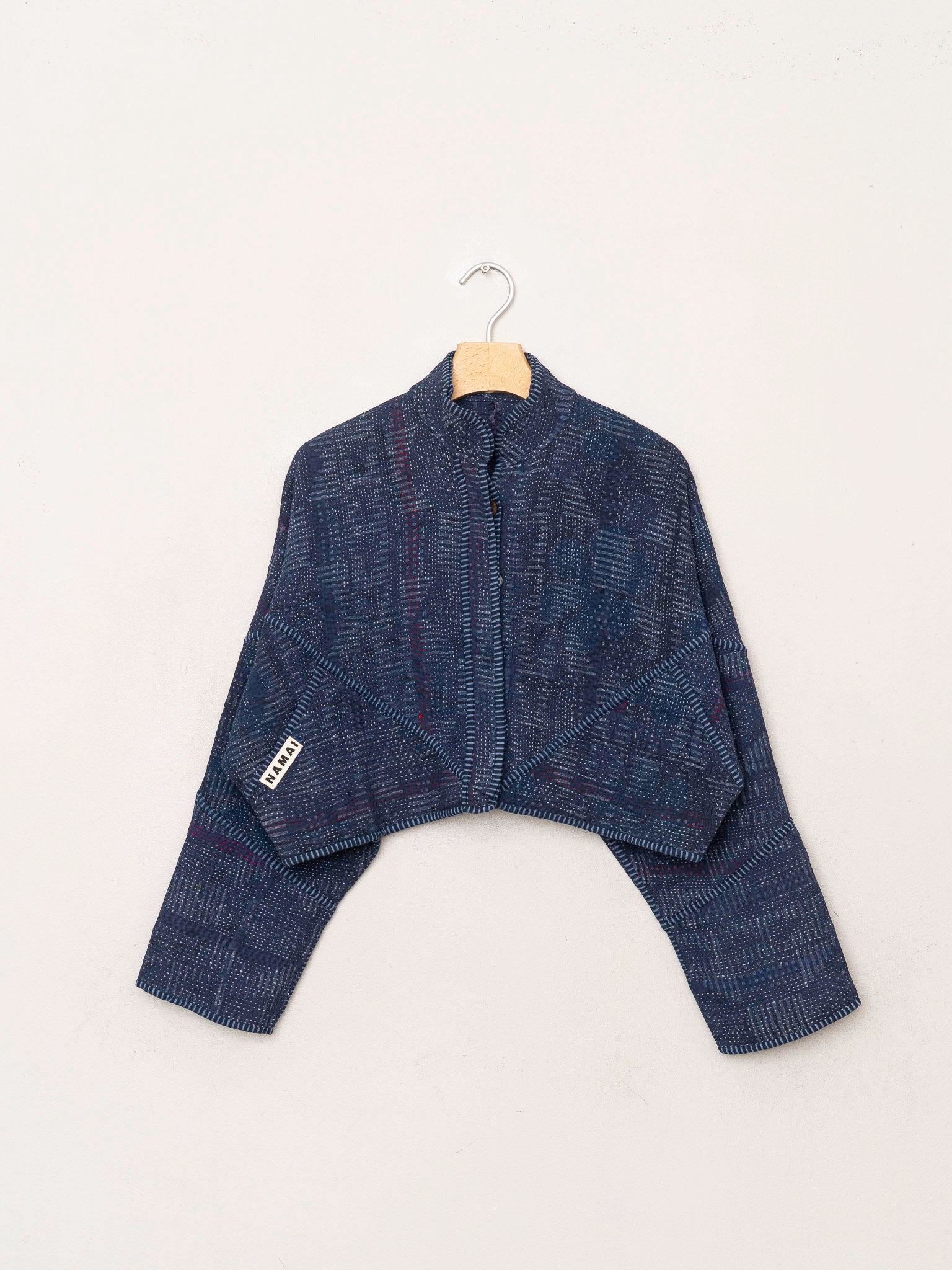 The Kaira Cropped Quilted Indigo Kantha Jacket