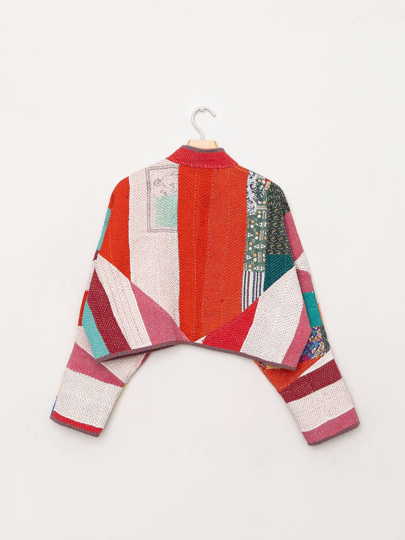 The Kaira Cropped Quilted Patchwork Kantha Jacket