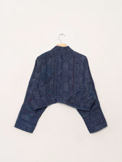 The Kaira Cropped Quilted Indigo Kantha Jacket