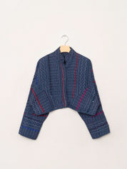 The Kaira Cropped Quilted Indigo Kantha Jacket