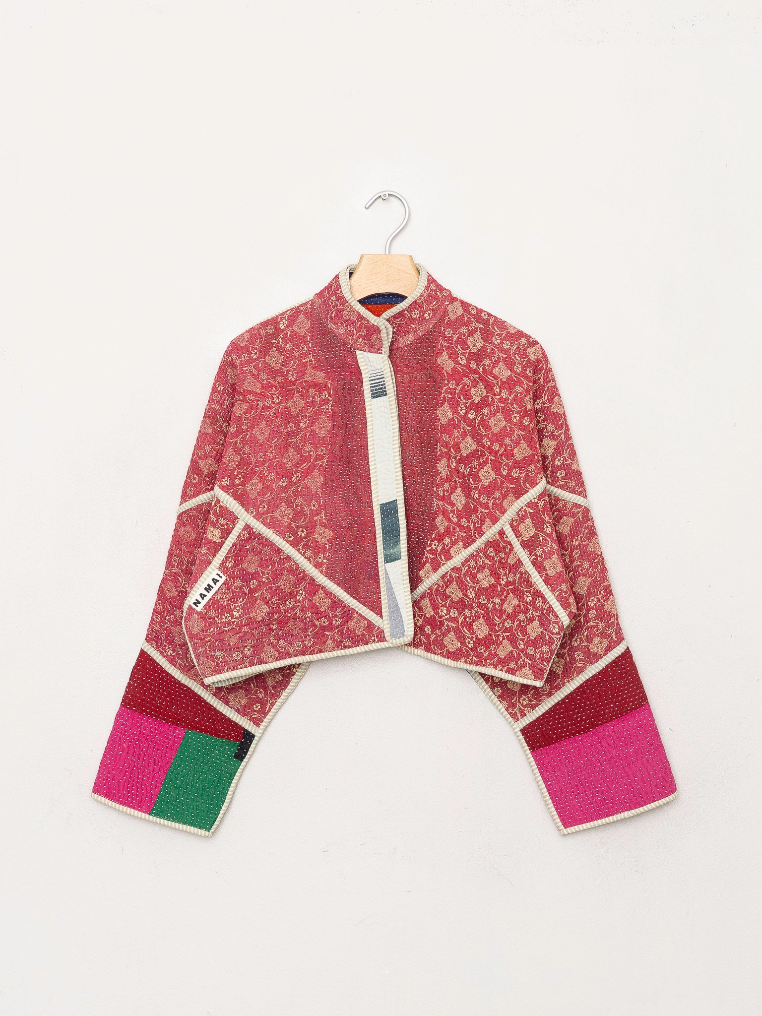 The Kaira Cropped Quilted Patchwork Kantha Jacket